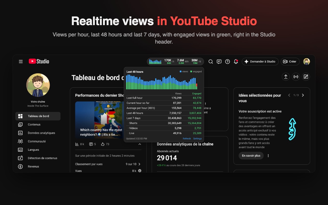 Pulse detail panel in YouTube Studio